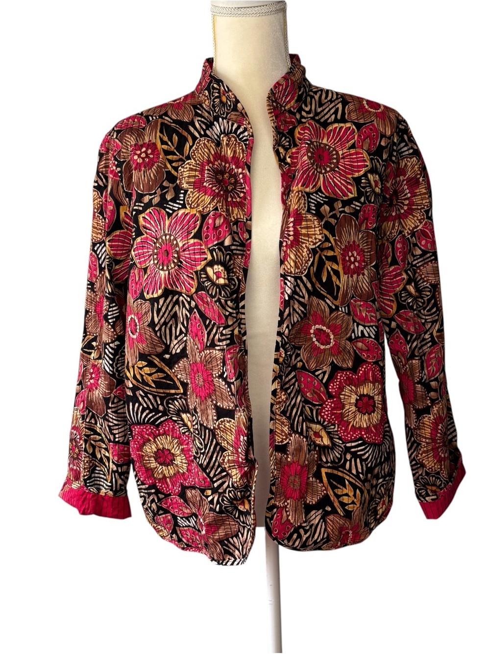Alfred Dunner quilted blazer/jacket, size 14, floral, office, dressy, grandma